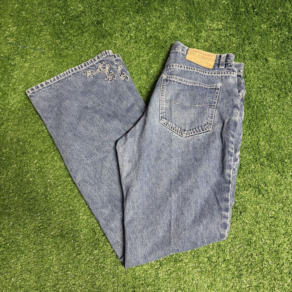 Vintage Jordache Flare Jeans Women’s 9 Medium Blue Wash Embroidered Hem